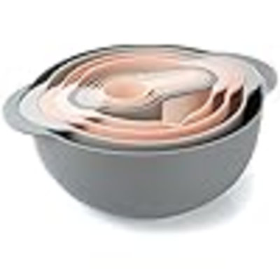 Nesting Bowls With Measuring Cups Colander And Sifter Set - Includes Mixing Bowls, Colander, Sifter And Measuring Cups, 8 Pc Bowl