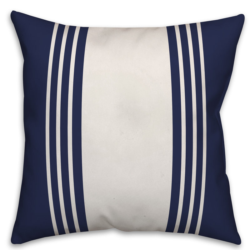 Coussin Farmhouse, 20 po x 20 po, Polyester/ Bourre en polyester, Bleu marine/blanc