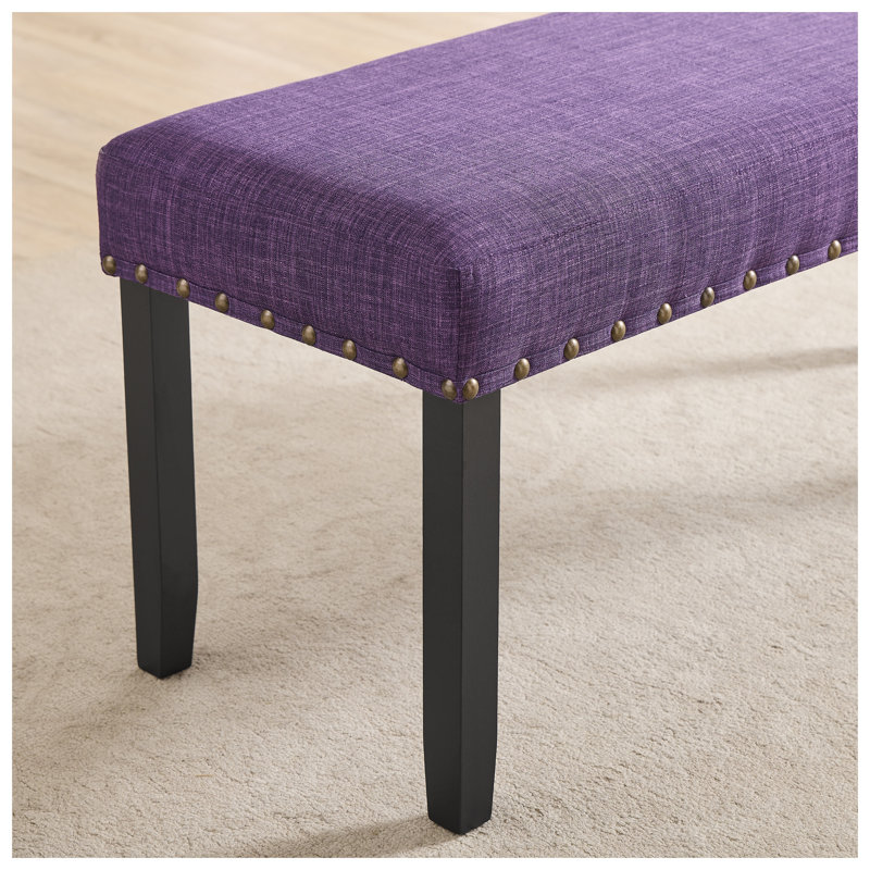 Banc de salle à manger en tissu avec garniture cloutée Biony