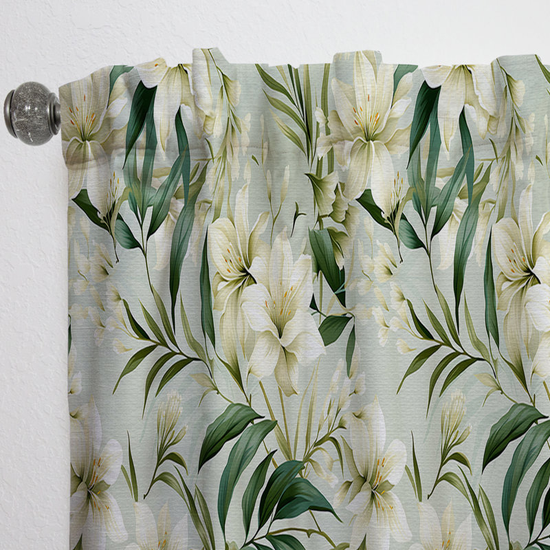 Bamboo Whispers Tropical Motif III - Panneaux de rideaux tropicaux, L 52 po x L 120 po