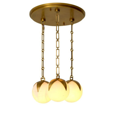 CDJ Chandelier Alesa antique brass finish alabaster