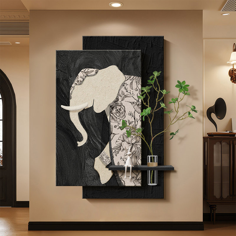 Art mural noir en grès, H 51,18 po x l 33,86 po