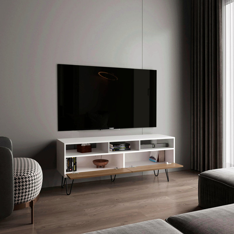 Meuble télé, 2 portes, 3 tablettes, 5 pieds