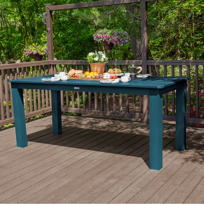 Highsmith Rectangular Outdoor Dining Table With Umbrella Hole , in. W 42'' in. D, Nantucket Blue, 36'' H x 42'' W x 84'' D