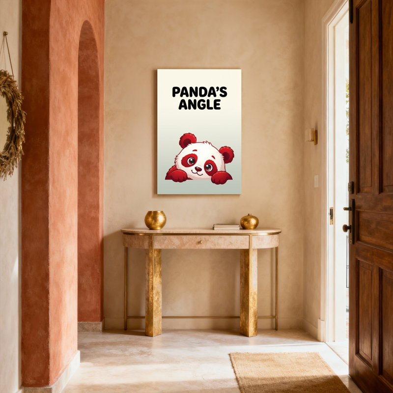 Panda mignon, dessin animalier sur toile tendue, reproduction de peinture à l'huile pour chambre d'enfant, salon (ensemble de 1)