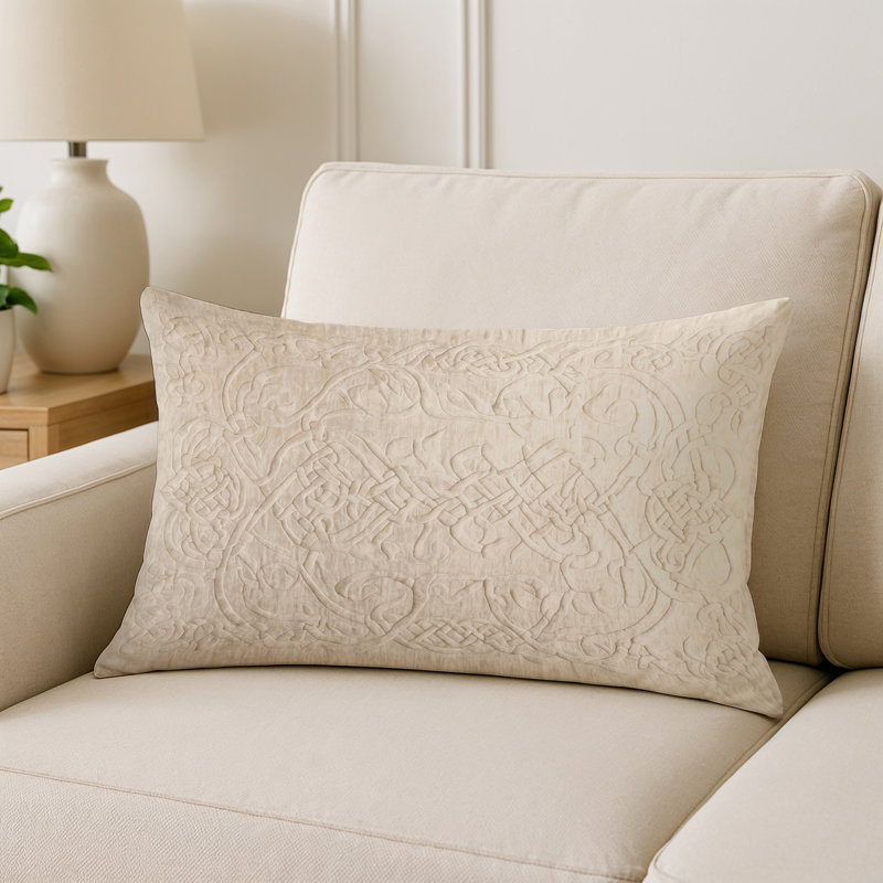 Coussin décoratif intérieur et extérieur Modern, Beige abstrait 5, Rectangle H 25 po x l 18 po