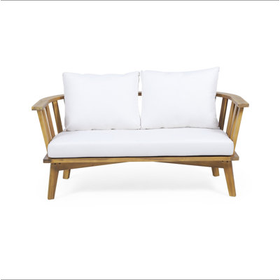 Outdoor Wooden Loveseat With Cushions