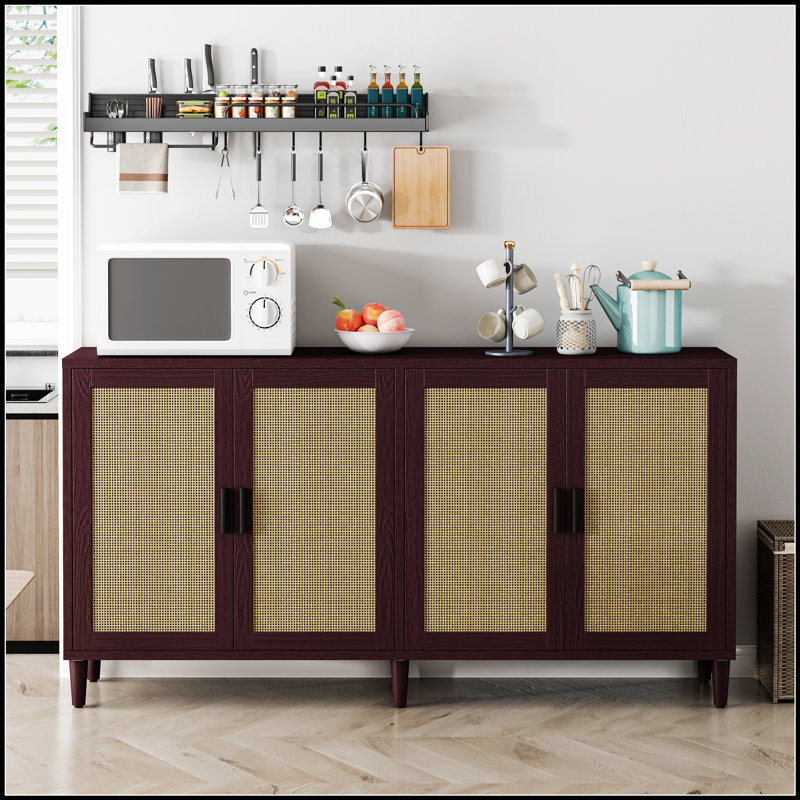 Buffet 70 po en rotin avec tablettes réglables, parfait pour le rangement organisé et la décoration élégante