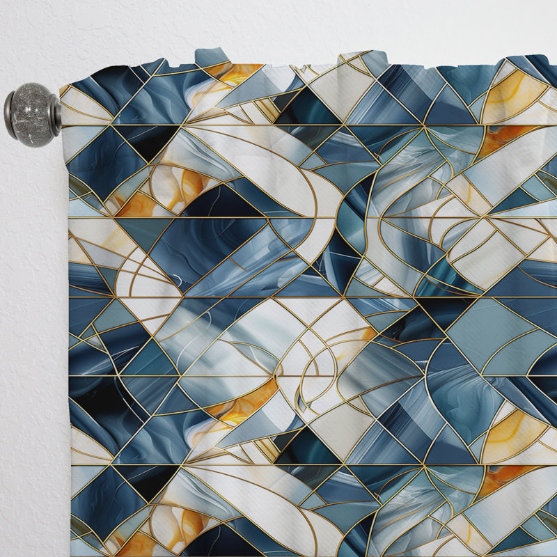 Enchanted Plaid Odyssey Marble Pattern - Abstract Marble Curtain - Velvet Room Darkening - 1 Panel, 52" W x 95" L
