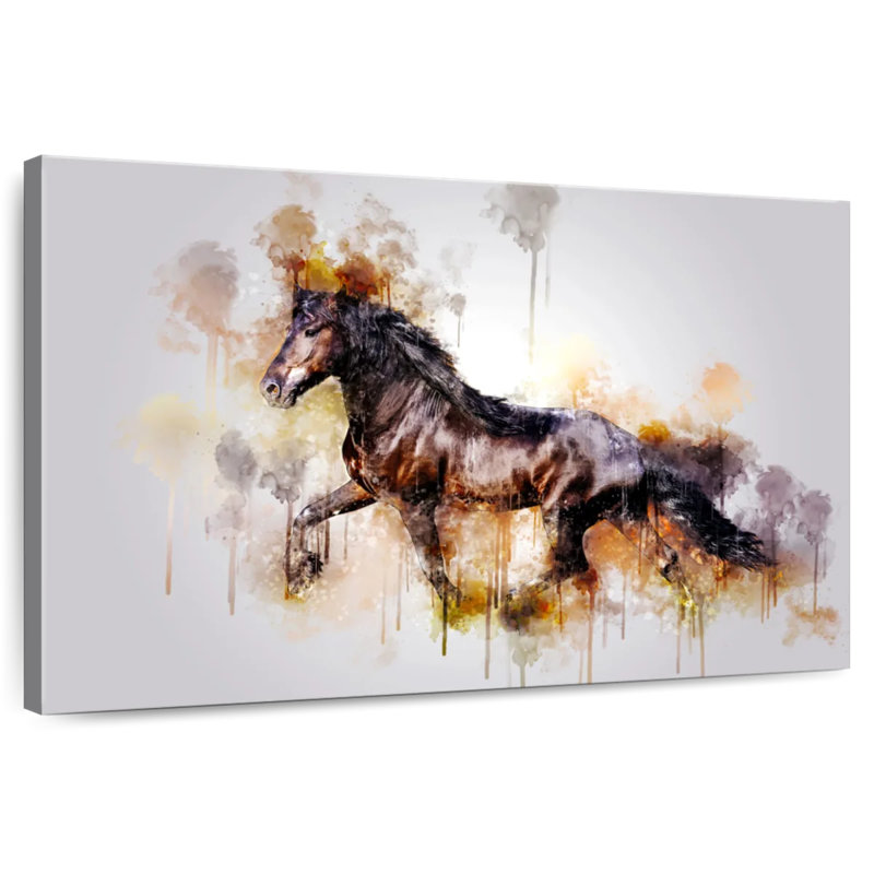 Black Horse Running, 8" H x 12" W