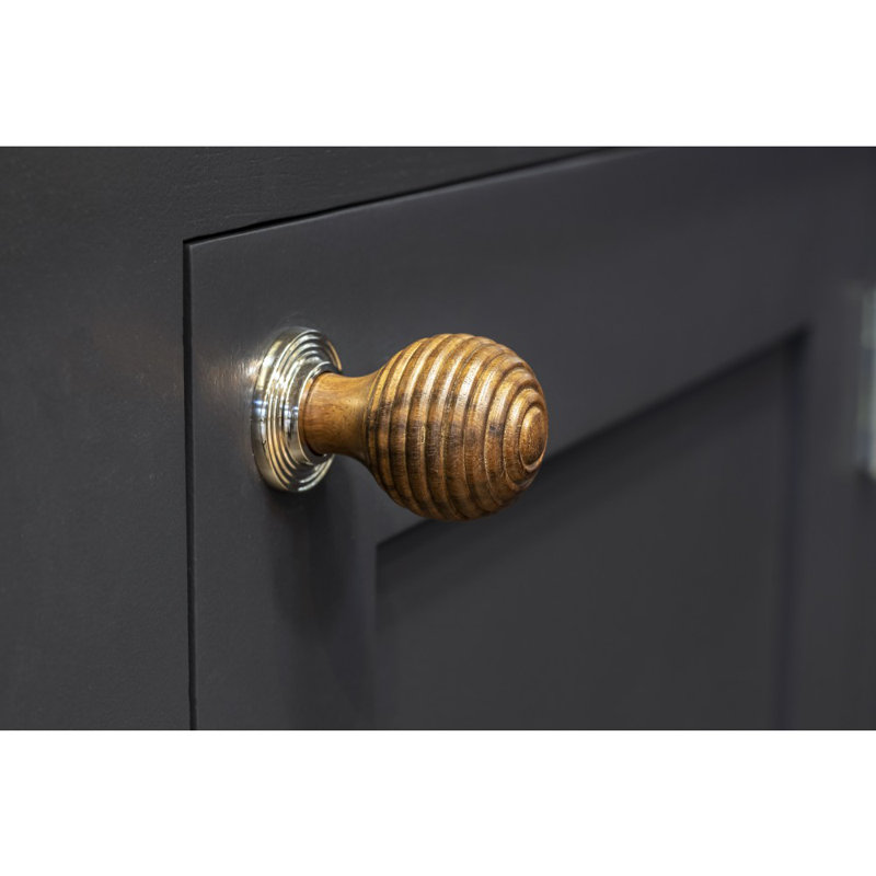 Beehive 35mm Diameter Round Knob, Rosewood/Polished Nickel