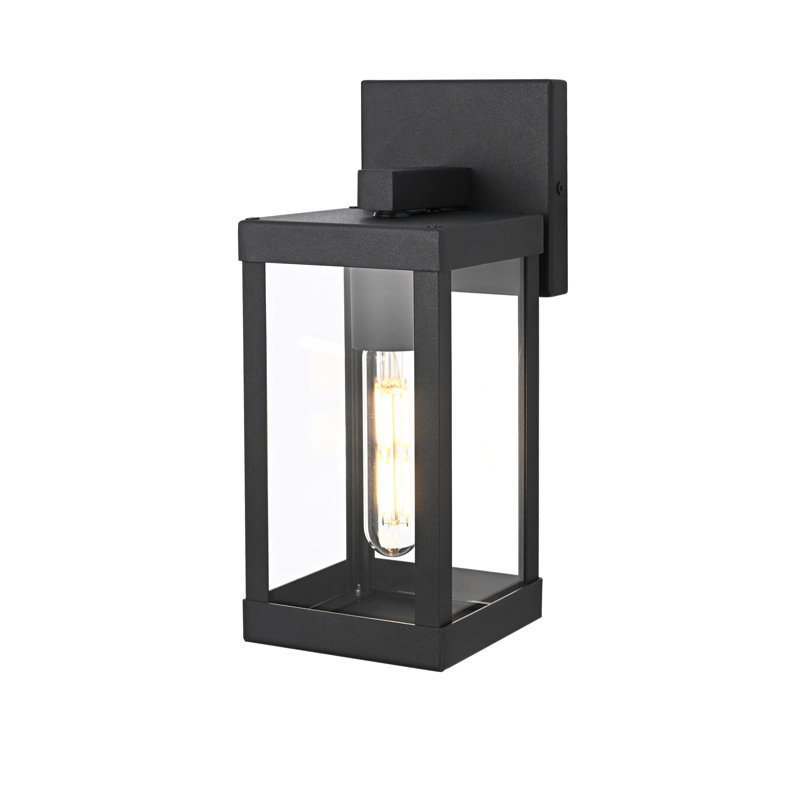 Peter Outdoor Wall Sconce in Black, 11" H x 4" W x 6" D