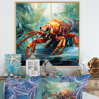 «Tropical Red Lobster 1 - Coastal Animal», art mural
