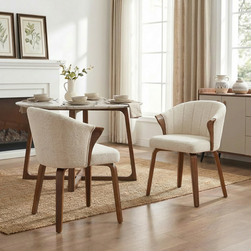 Chaise de salle à manger rembourrée Devault, Beige