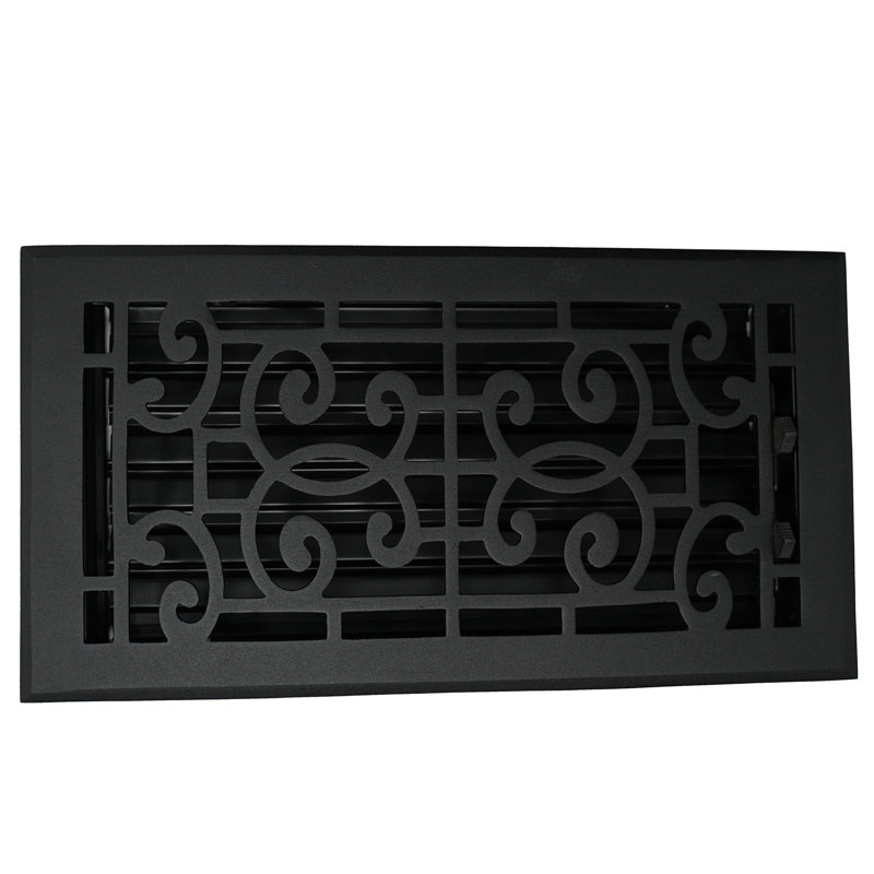 Registre de fixation en métal pour plancher / mur, Noir, L 12 po x l 4 po x H 2,75 po