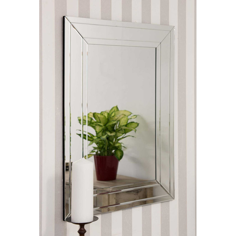 Deluna Glass Flat Wall Mirror, 100cm H x 70cm W