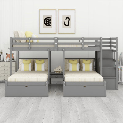 Wood Triple Bunk Bed