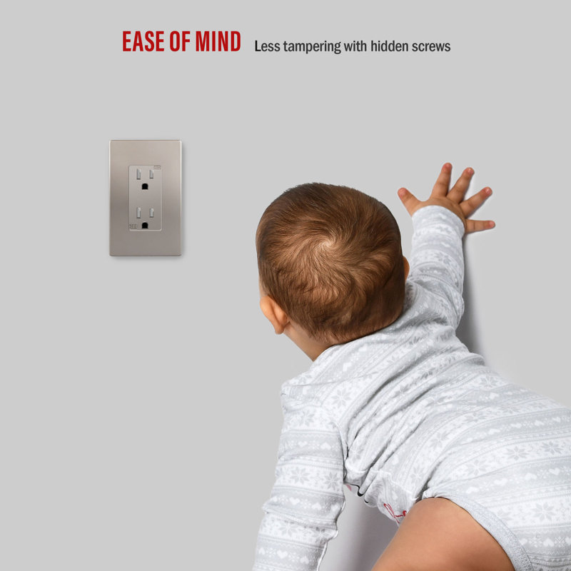 Enerlites Screwless Decorator/GFCI One-Gang Wall Plate Gray, Gray