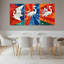 Ensemble de 3 tableaux abstraits géométriques sur toile tendue, représentant des grues, pour la décoration du salon, de la chambre et de la maison.-419842949