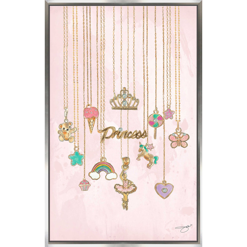 Collier princesse (vertical) par Jodi - impression, Cadre flottant argent, H 63,5 po x l 39,5 po x P 2 po