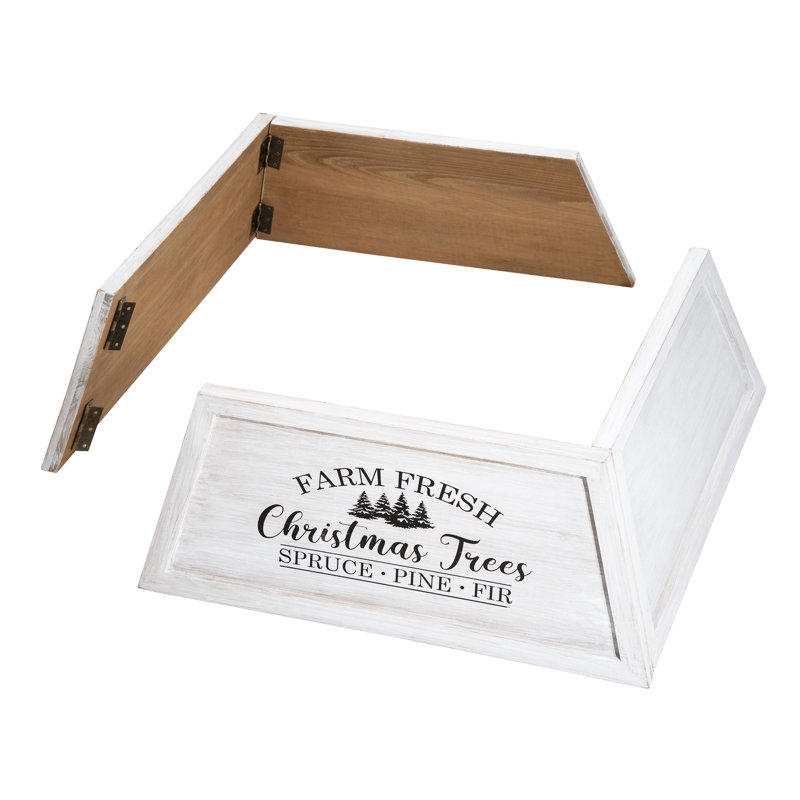 Colliers d'arbre de Noël trapézoïdaux en bois, Blanc, 26"