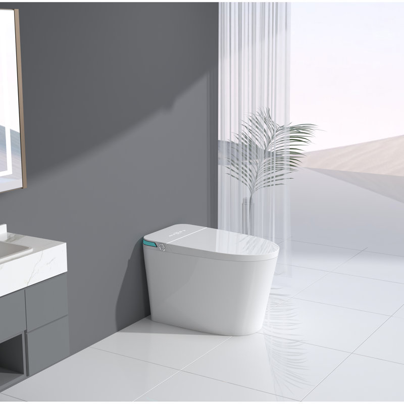 Luxury Toilet With Instant Warm Water, Led Display - White Smart Foot Sensor,