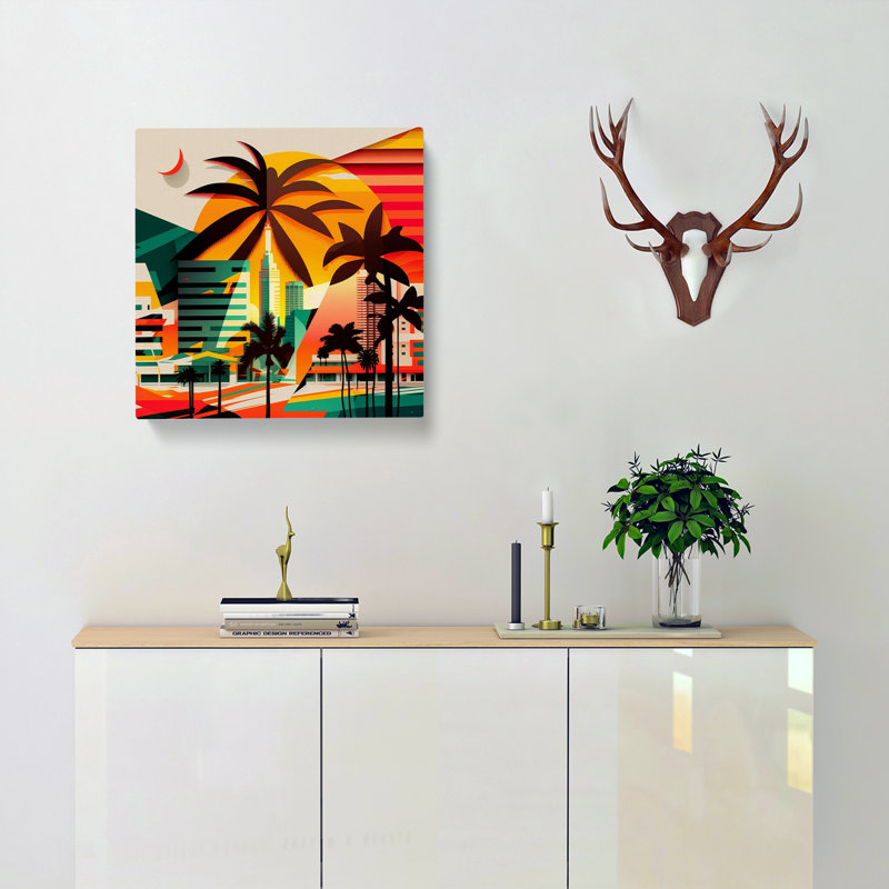 Miami Graphic Art - Wrapped Canvas, 35cm H x 35cm W x 3cm D