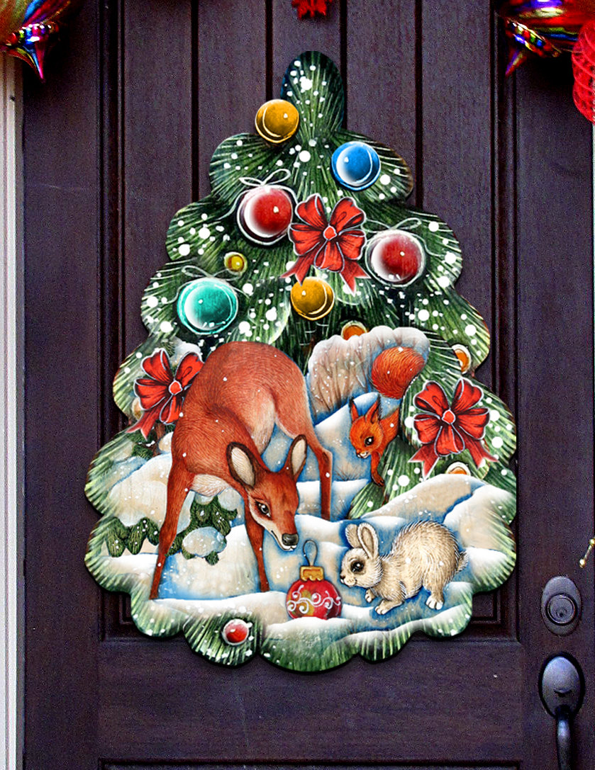 The Holiday Aisle Forest Christmas Tree Holiday Shaped Wood Door