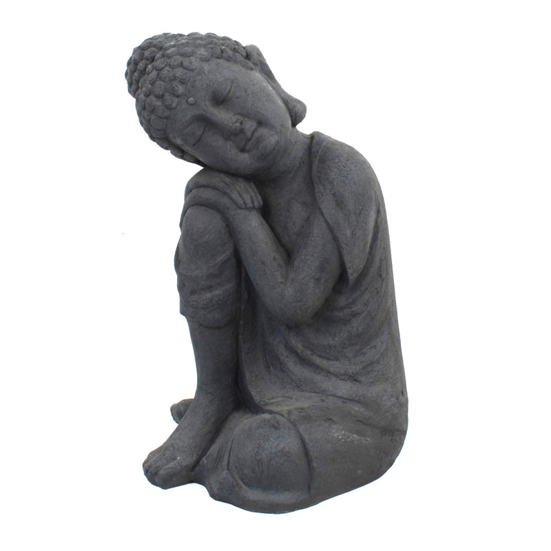 BUDDHA Crouching 58cm Grey Charcoal Effect