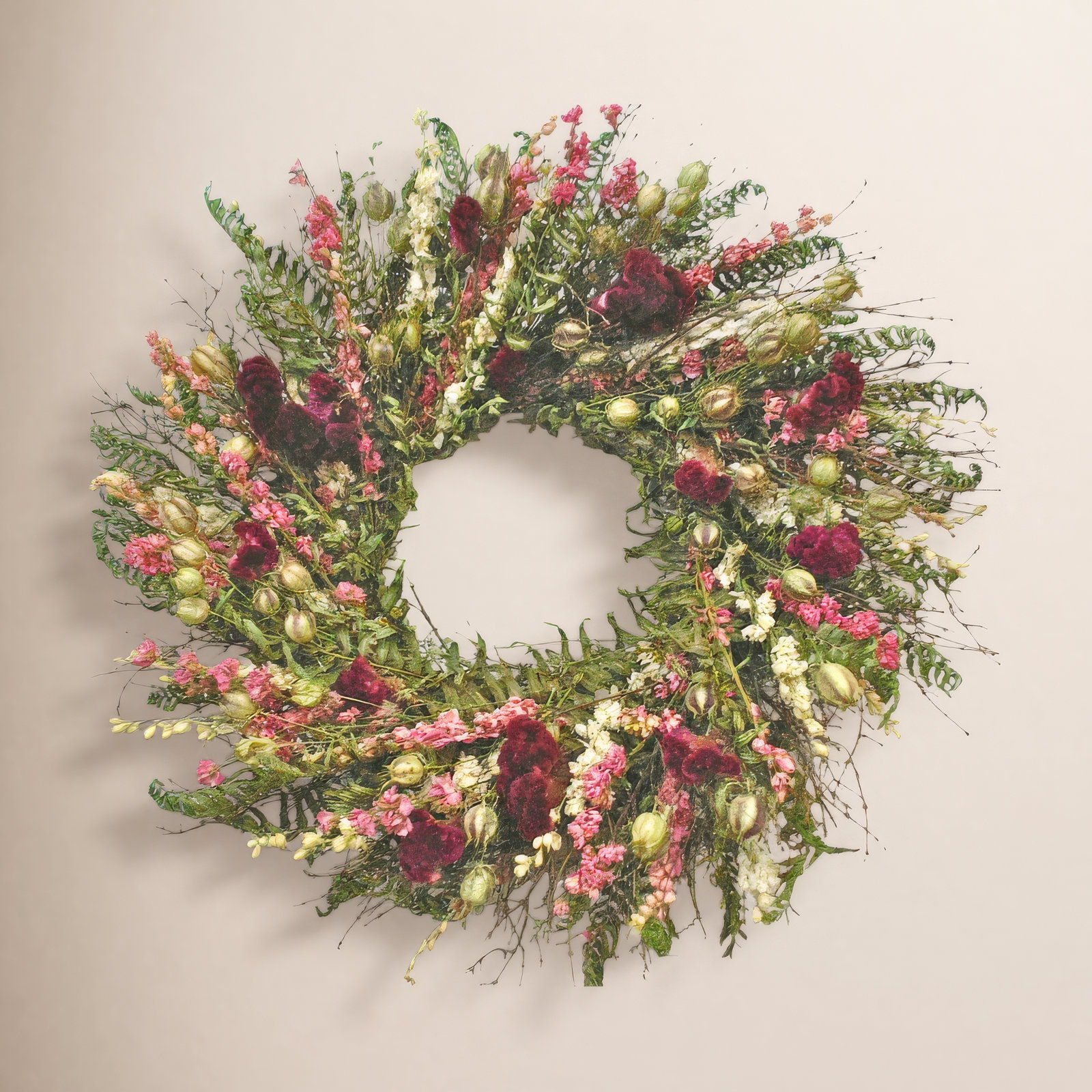 Handcrafted Dried Mixed Assortment Wreath, 22" H x 22" W x 5" D