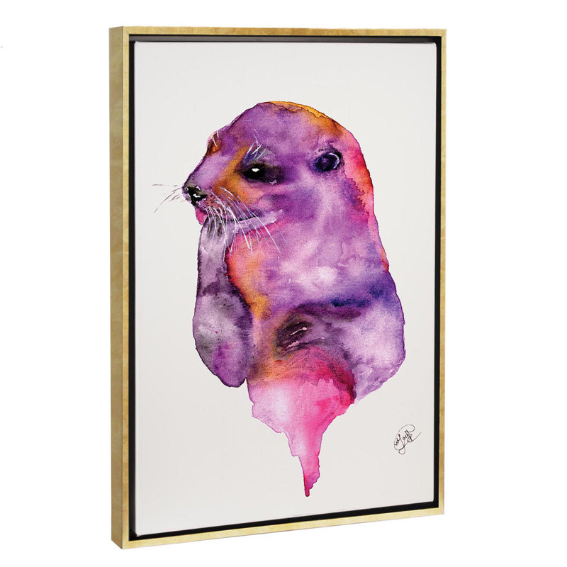 Loutre, art sur toile, Toile encadrée d'or, H 60 po x l 40po x P 1,5 po