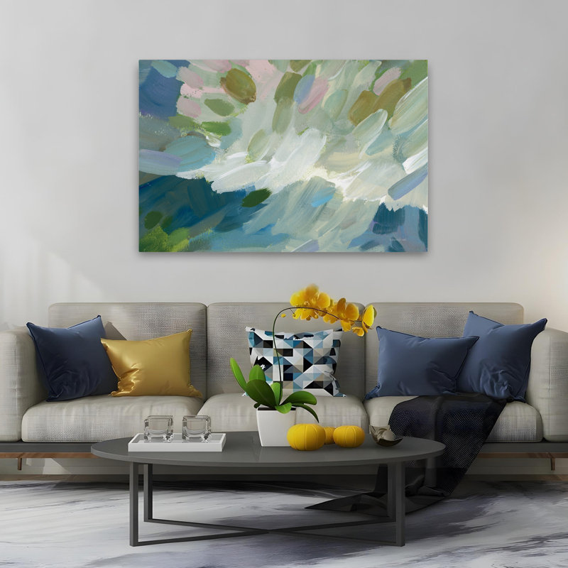 Art abstrait abstrait et bleu, H 40 po x l 60 po