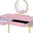 Pink & Gold Finish Vanity Desk W/Mirror & Jewelry Tray