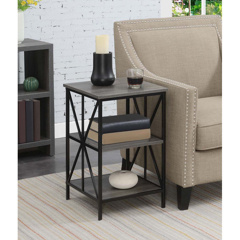 Jaisen End Table, Weathered Gray Top/Black Base