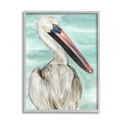 Peinture de pélican blanc côtier regardant l'eau calme de la mer par Jennifer Paxton Parker - Peinture