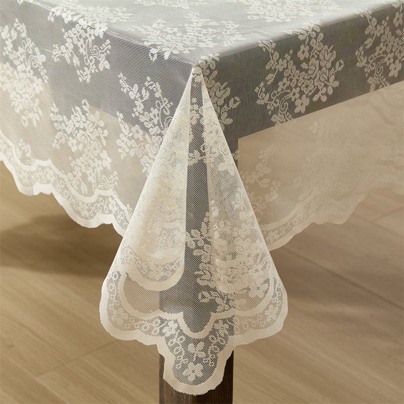 Nappe Stefani Floral Lace, Lin taupe, L 84 po x l 60 po