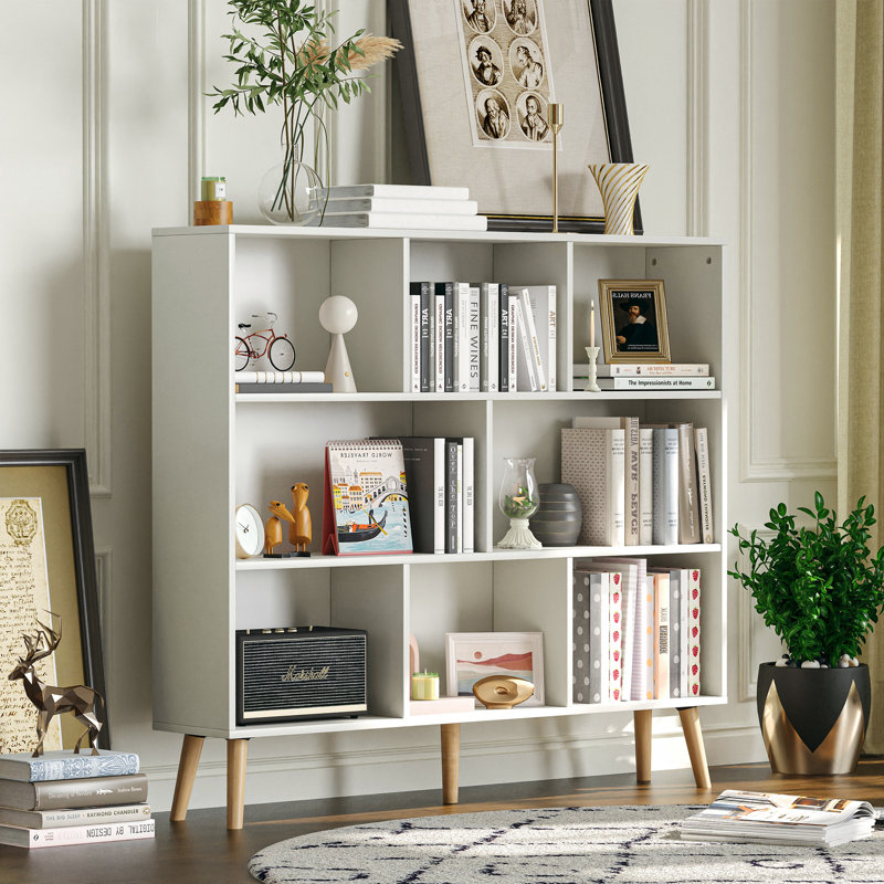 Bibliothèque Marlik, Blanc grandiose, (8 tablettes) H 42,5 po x l 39,4 po x P 9,4 po