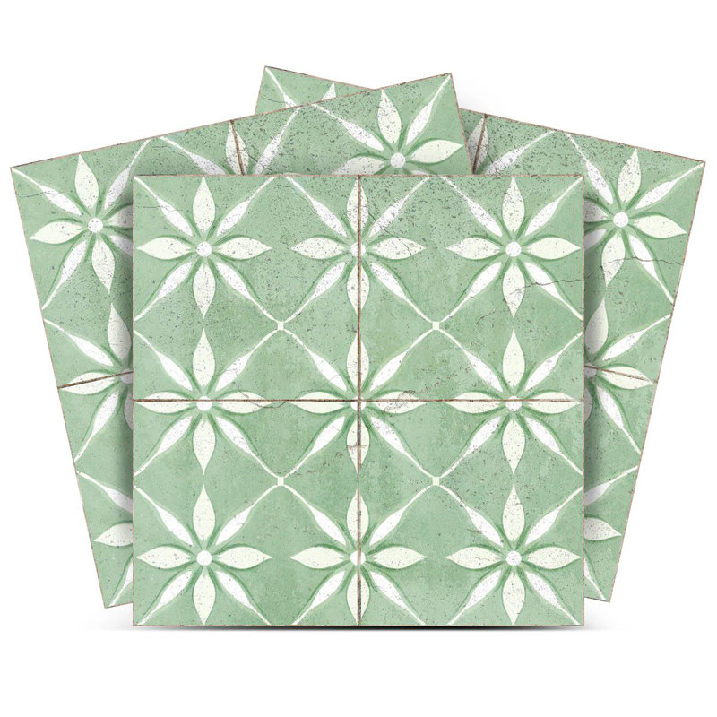 Carrelage mosaïque floral en vinyle 5 po x 5 po (ensemble de 24), Vert