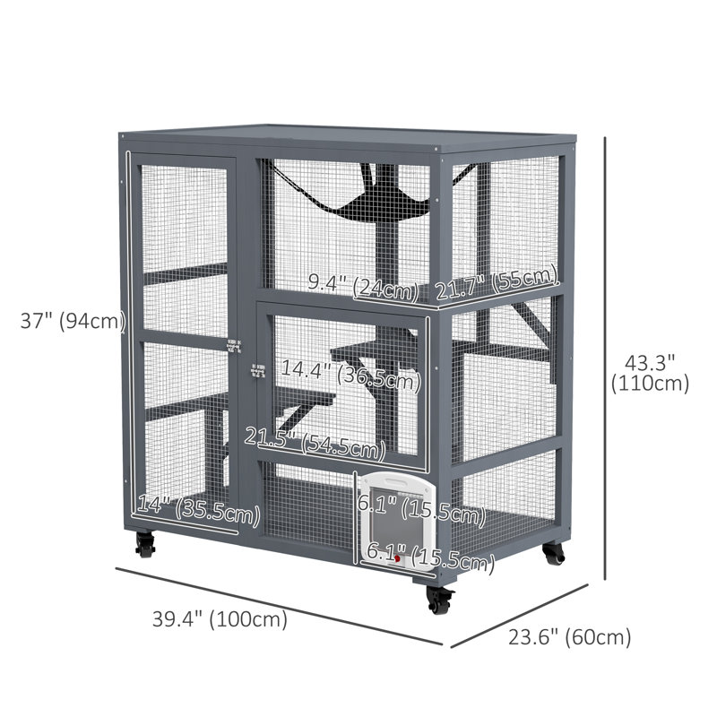 Cage pour chat Emley, bois