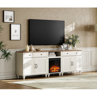 Scarlett Unfinished TV Stand for TVs up to 75" with Fireplace Included