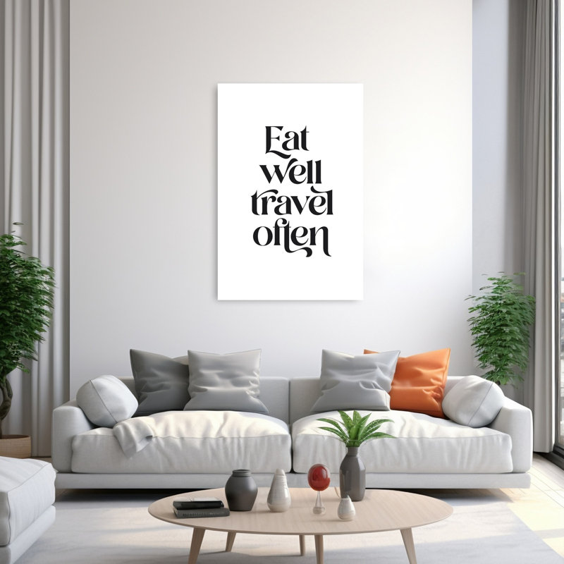 Eat Well Travel Often Elegant Modern Abstract Wall Art Print, 152.4cm H x 101.6cm W
