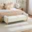 Banc de rangement rembourré l 65,6 po avec double couvercle rabattable et pieds en bois massif-865079313