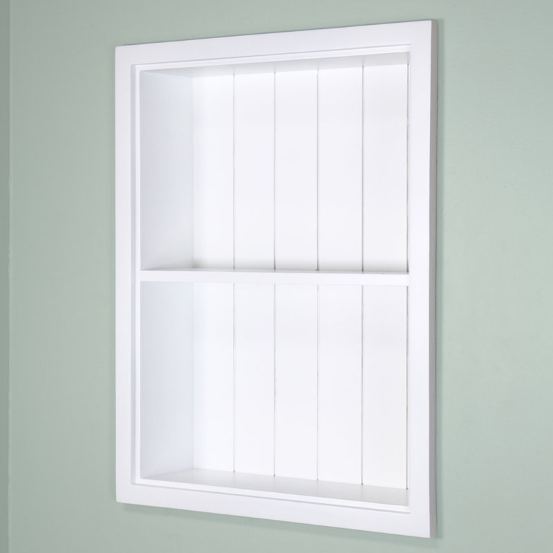 Niche murale encastrée 14 x 18 Sloane, Dossier blanc en lambris blanc