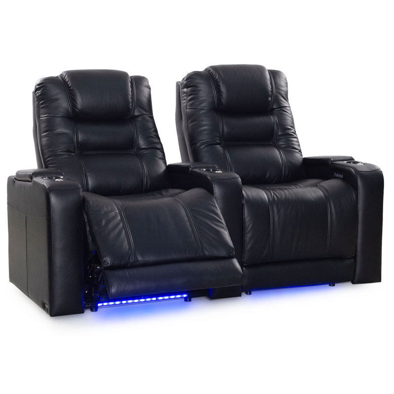 Siège de cinéma XL Max Power avec une capacité de 400 LB, Cuir véritable noir