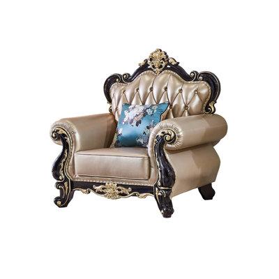 Fauteuil en cuir véritable capitonné de style européen 46 po de largeur