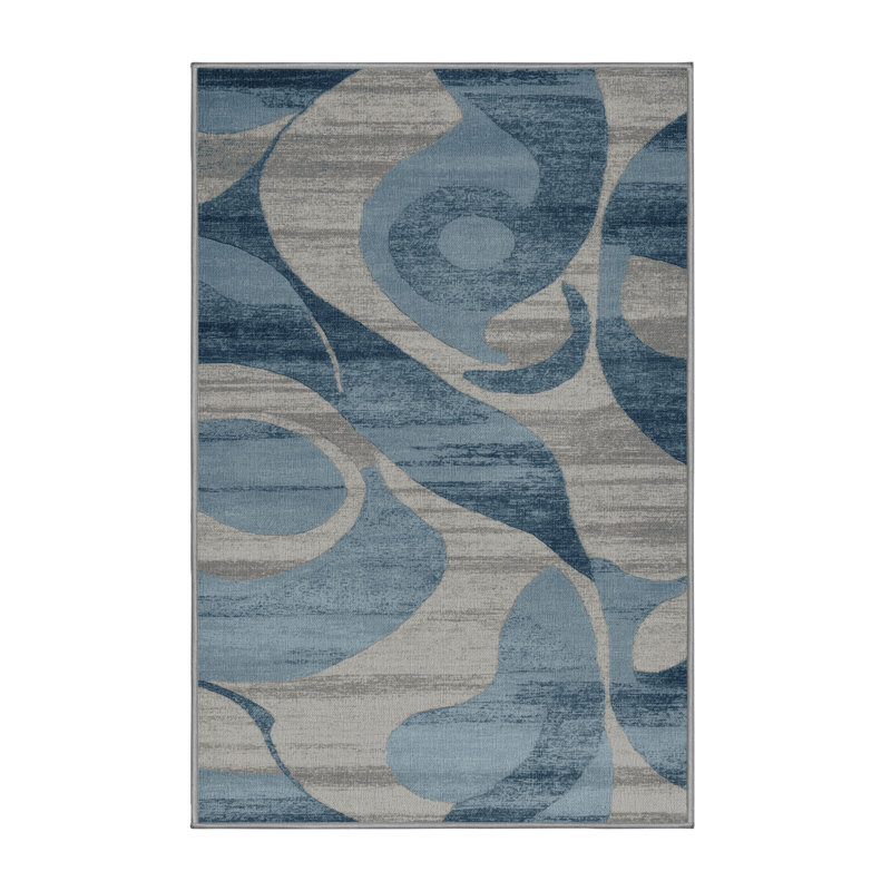 Tapis abstrait gris lavable à la machine