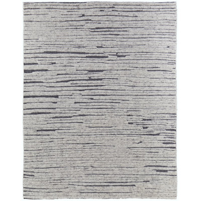 Broadfield Striped Hand-Knotted Wool Area Rug in Ivory