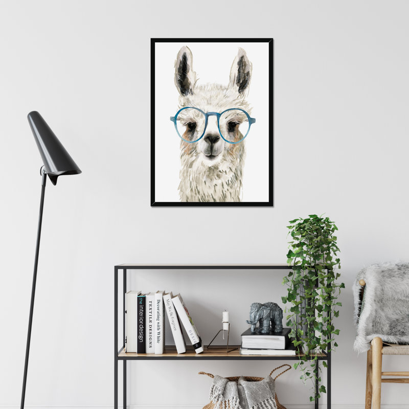 Hip Llama II by Victoria Borges - Painting, Black Framed Paper Print, 80cm H x 55cm W