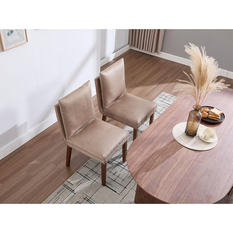Ensemble de 2 chaises de salle à manger Farmson Parsons avec coussin amovible et pieds en bois massif