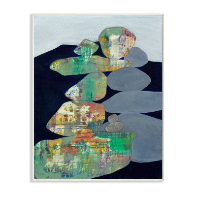 «Stacked Rocks Abstract Pattern Blue Green», reproduction d'impression